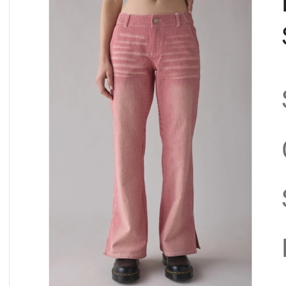 New BDG Silverlake Mid-Rise Straight Leg Pants in Red and White Gingham■ Size 4